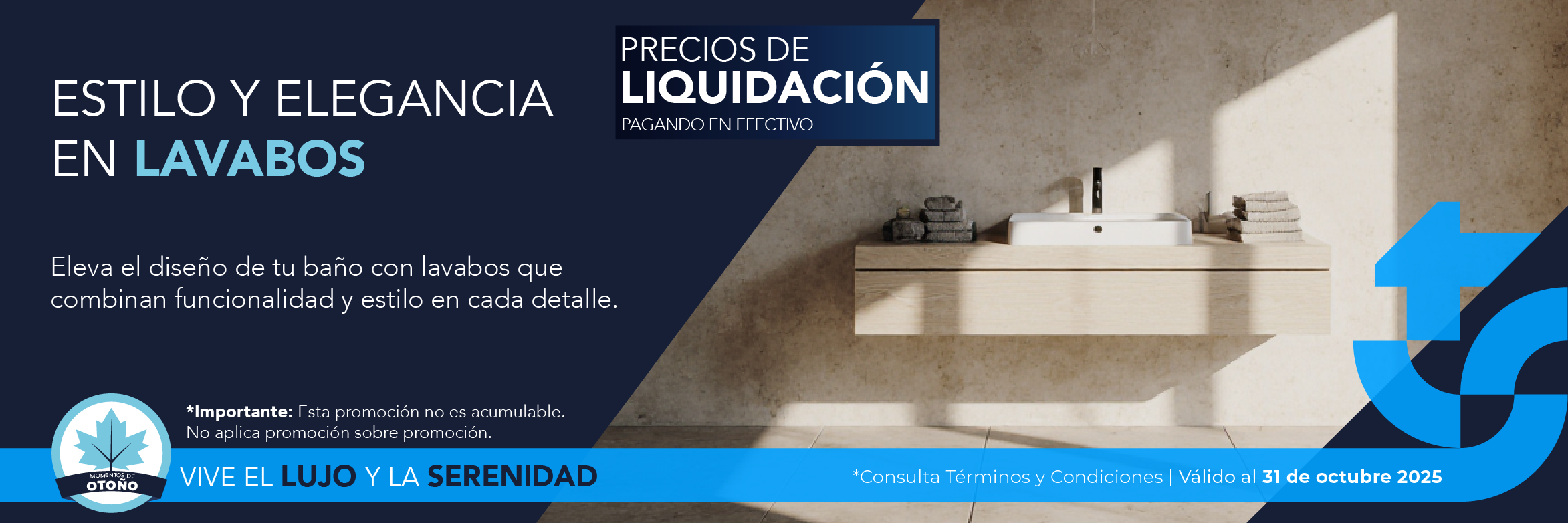 Lavabos de pedestal y encimera en liquidación TotalSpa, diseño y elegancia con precios especiales de otoño