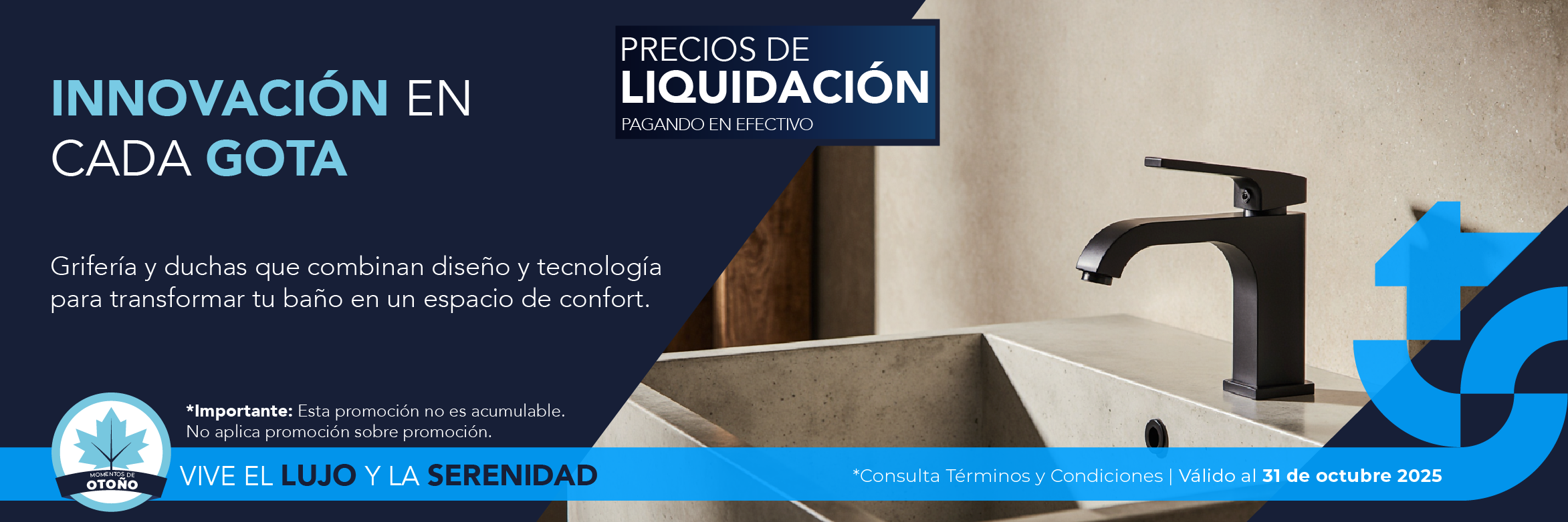 Grifería y sistemas de ducha en liquidación TotalSpa, precios especiales de otoño para renovar tu baño con estilo y calidad