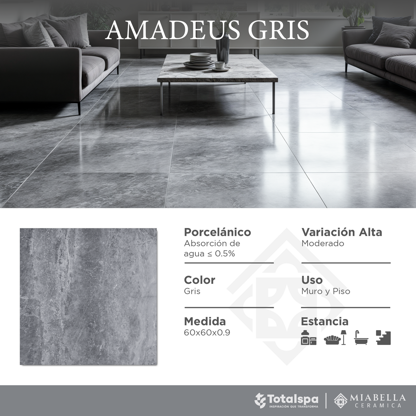 Porcelánicos 60x60 Amadeus Gris
