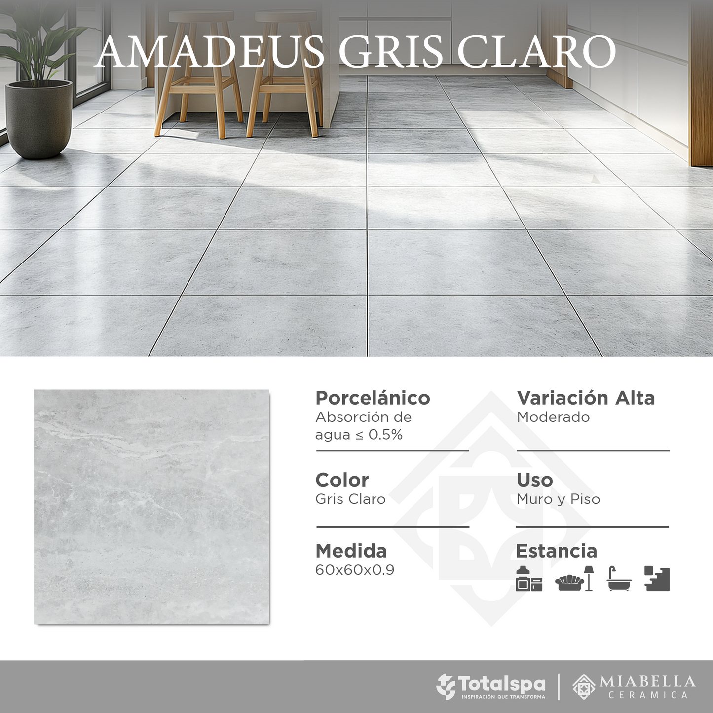 Porcelánicos 60x60 Amadeus Gris Claro