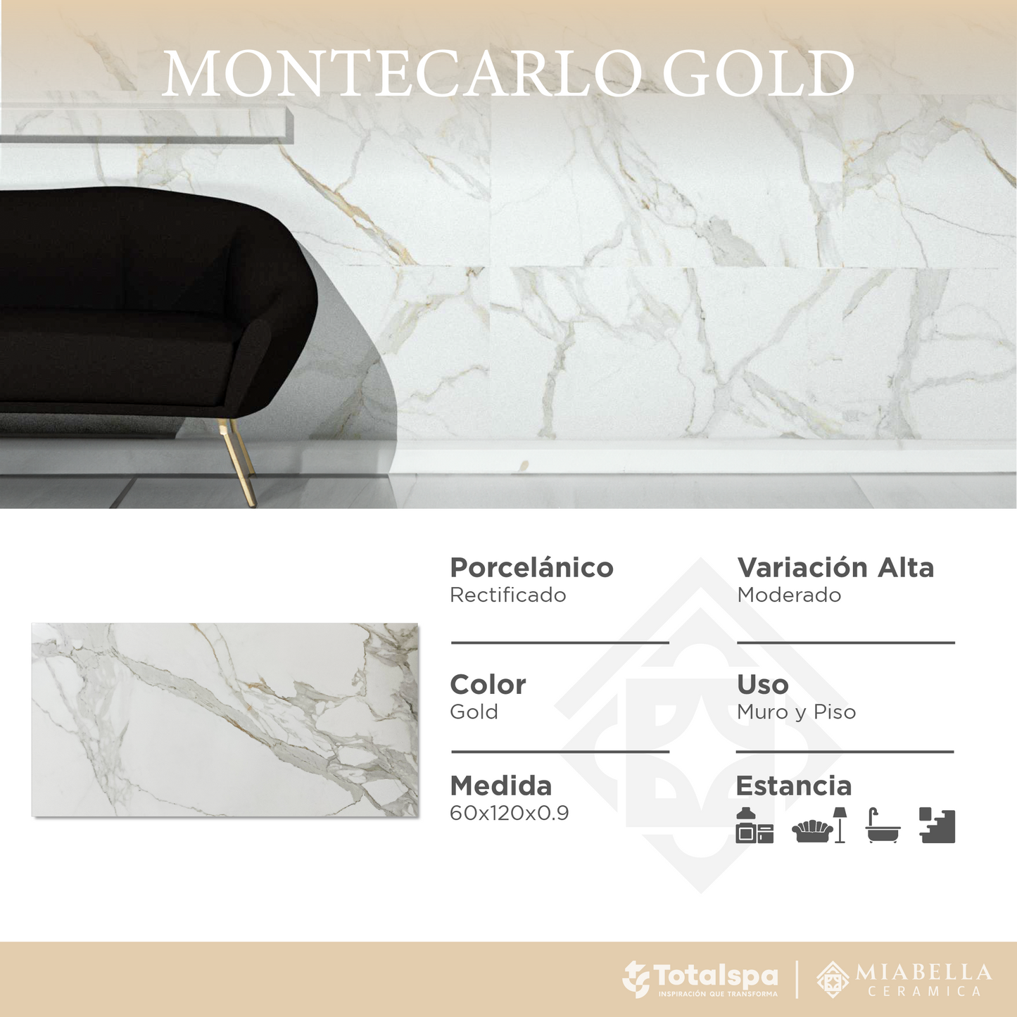 Porcelánicos 60x120 Montecarlo Gold