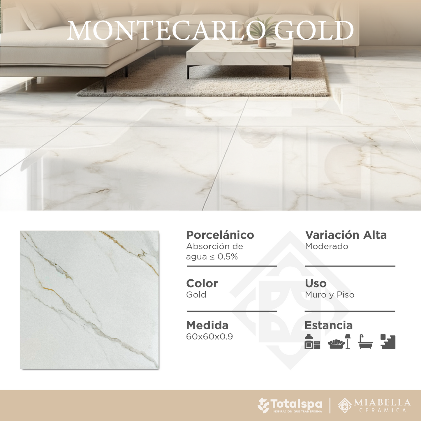 Porcelánicos 60x60 Montecarlo Gold