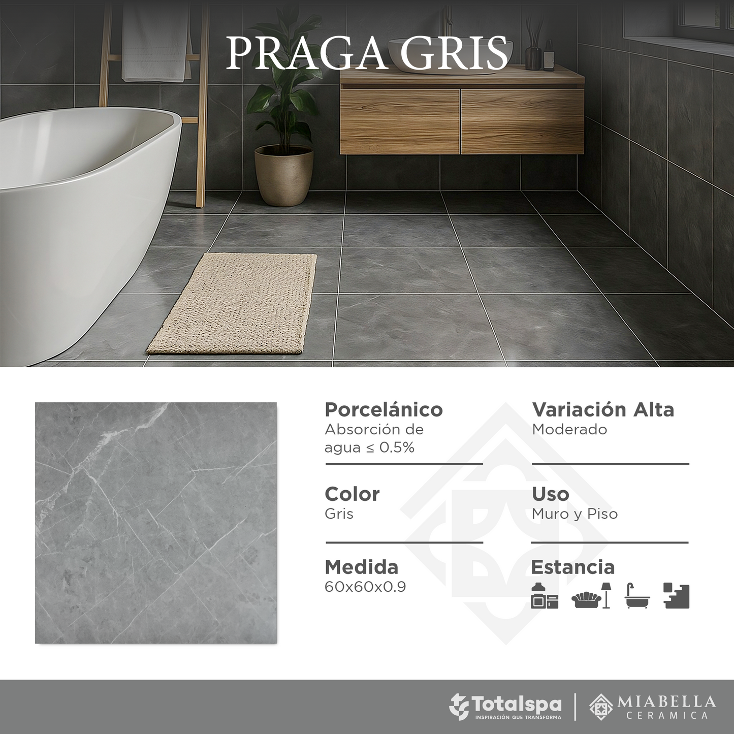 Porcelánicos 60x60 Praga Gris