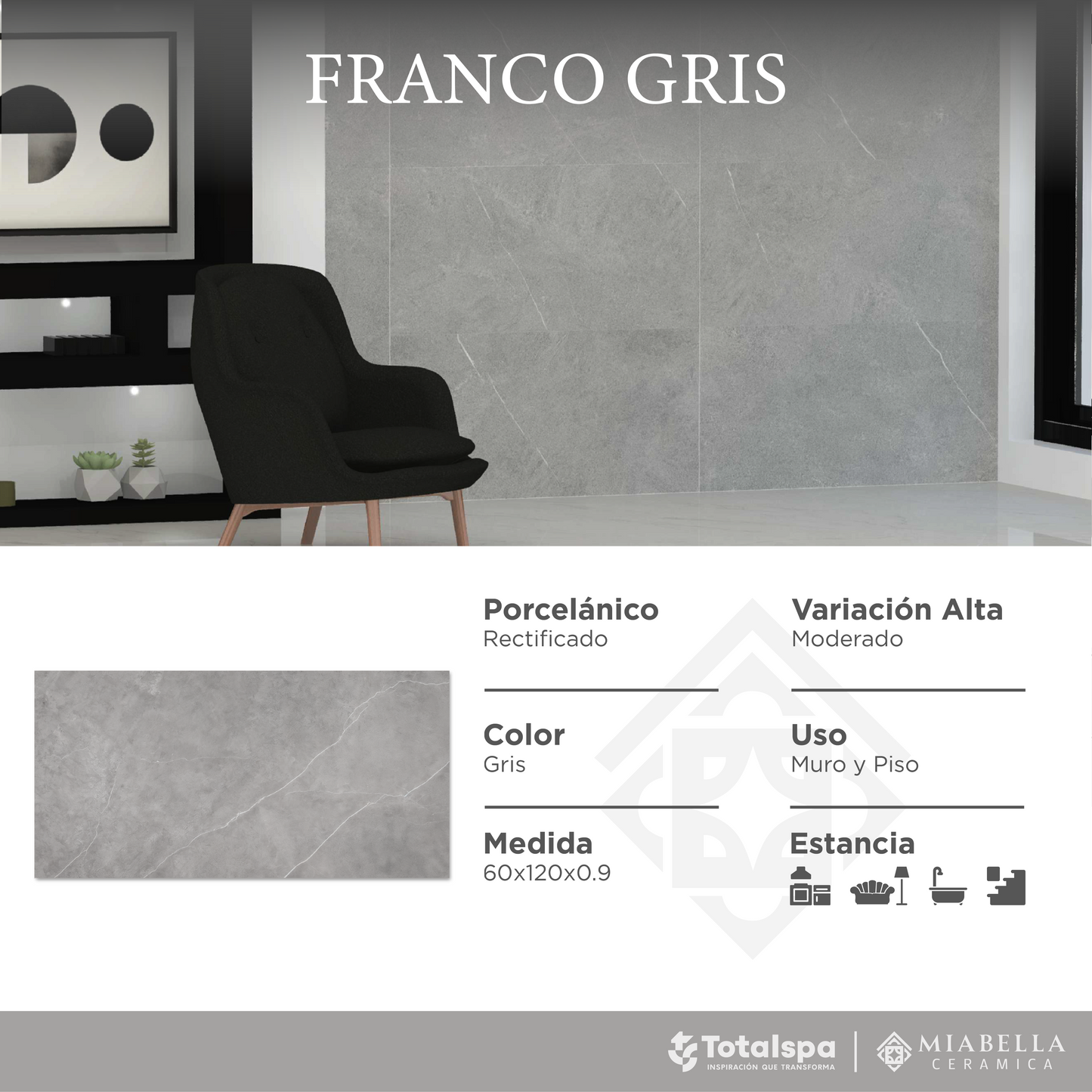 Porcelánicos 60x120 Franco Gris (Mate)