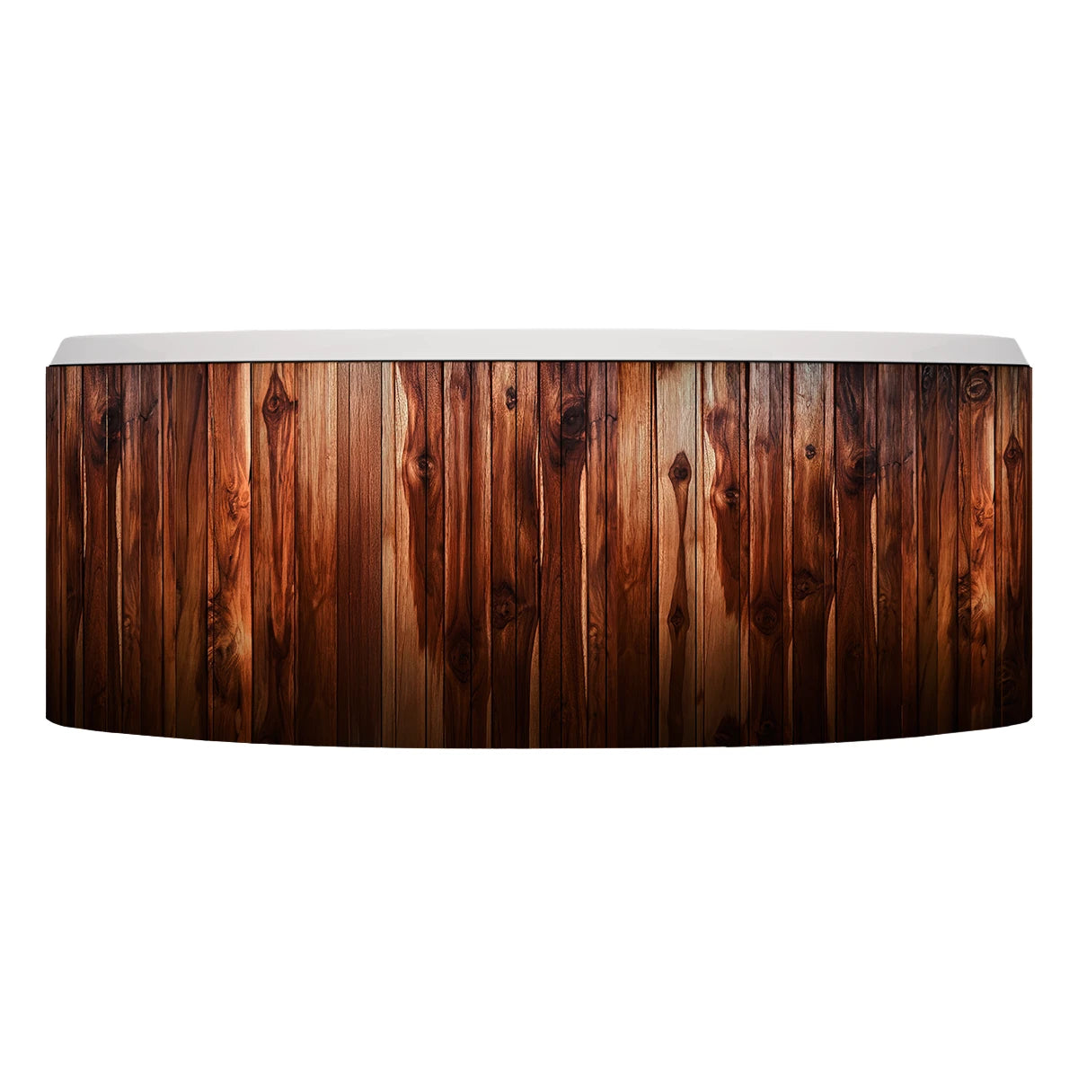 faldón exterior del spa PORTÁTIL en acabado madera teca; ideal para patios, terrazas o áreas reducidas