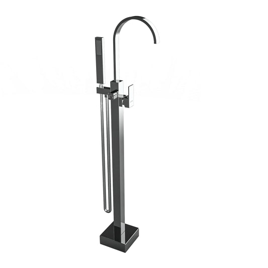 Llave de pedestal T-002 Aquaspa™ con ducha de mano | Grifería moderna para tina freestanding