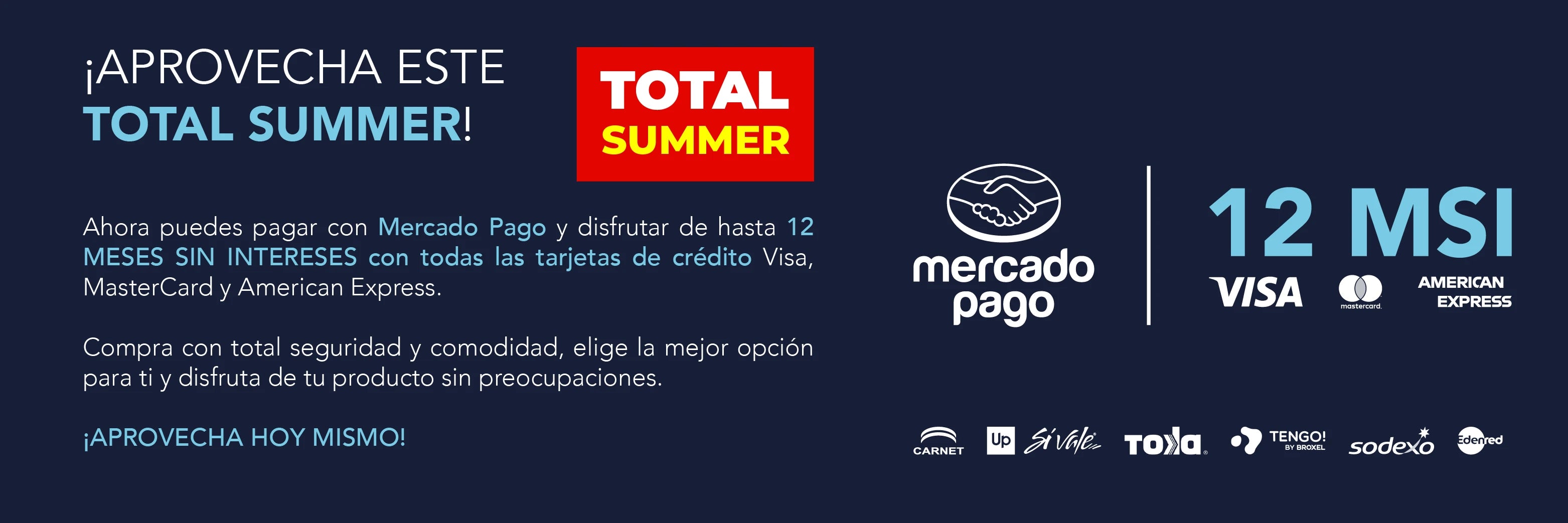Compra en TotalSpa con hasta 12 meses sin intereses con tarjetas participantes