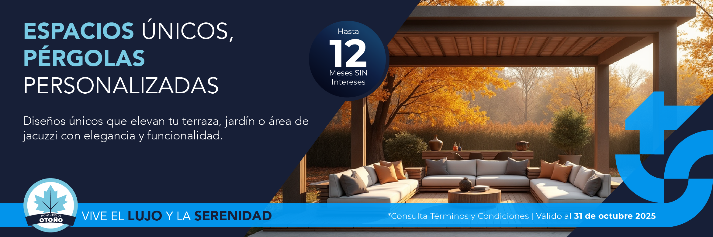 Pérgolas TotalSpa con hasta 12 MSI en campaña Momentos de Otoño para transformar espacios exteriores con estilo y durabilidad
