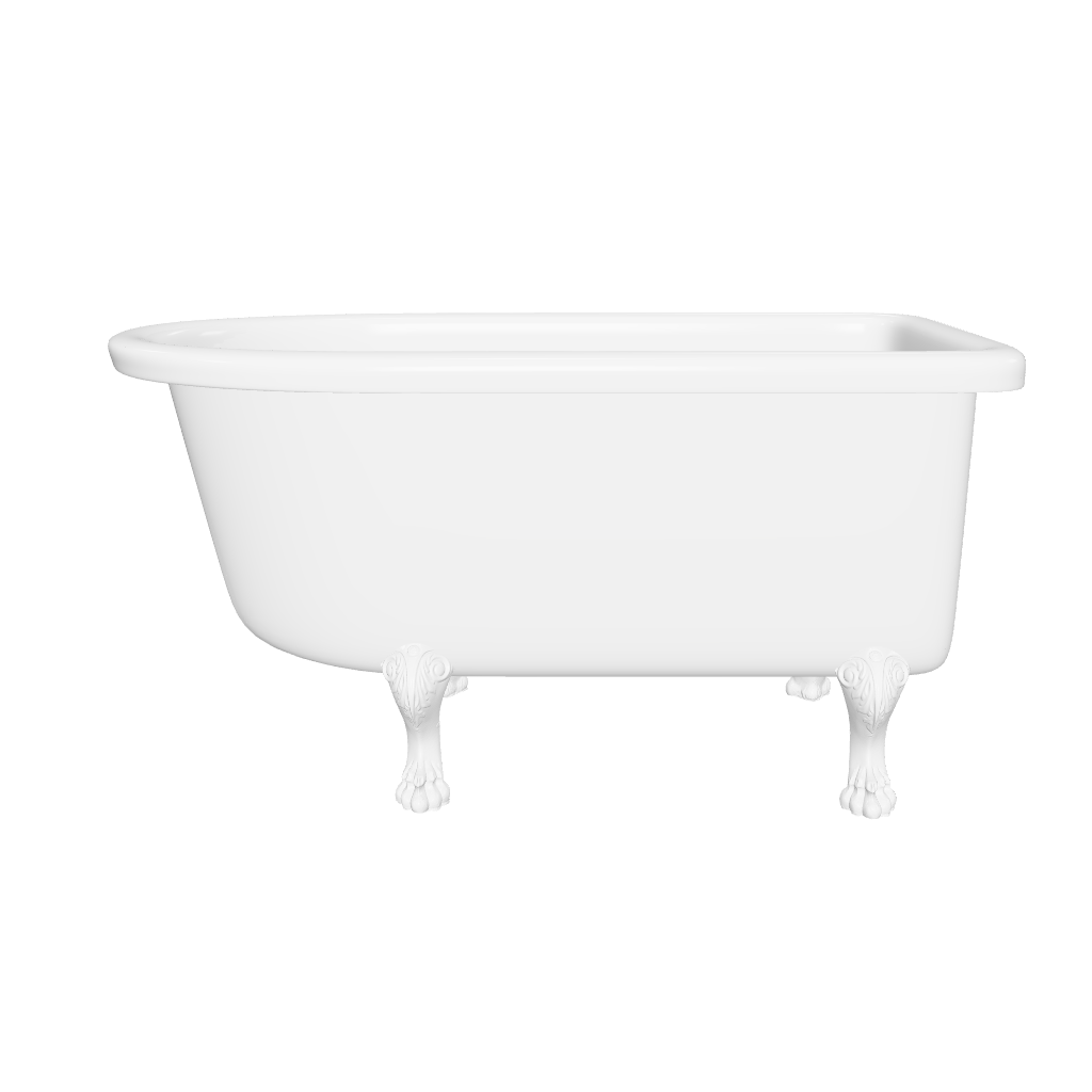 Modelado 3D de la tina Clásica blanca con patas decorativas, sin sistema de hidromasaje