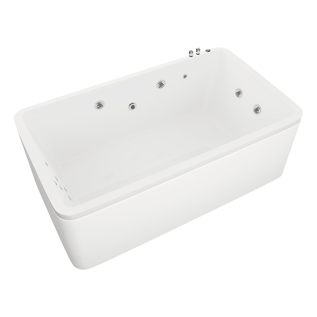 Tina 100-01 blanca con sistema de hidromasaje completo y diseño rectangular