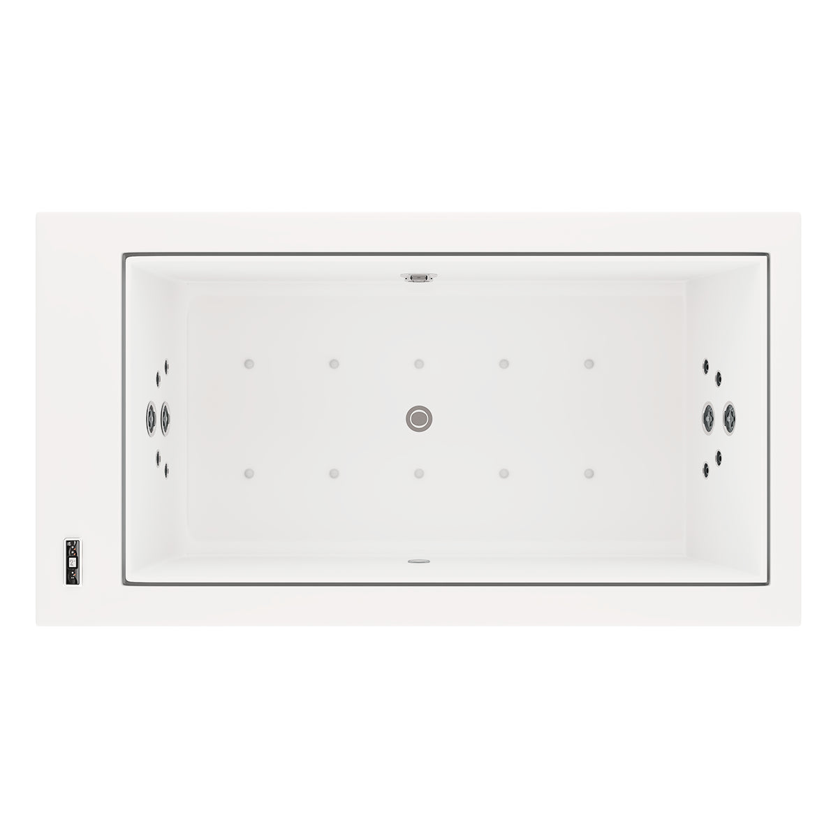 Vista aérea del modelo Nova 7000 con distribución simétrica de jets y diseño rectangular