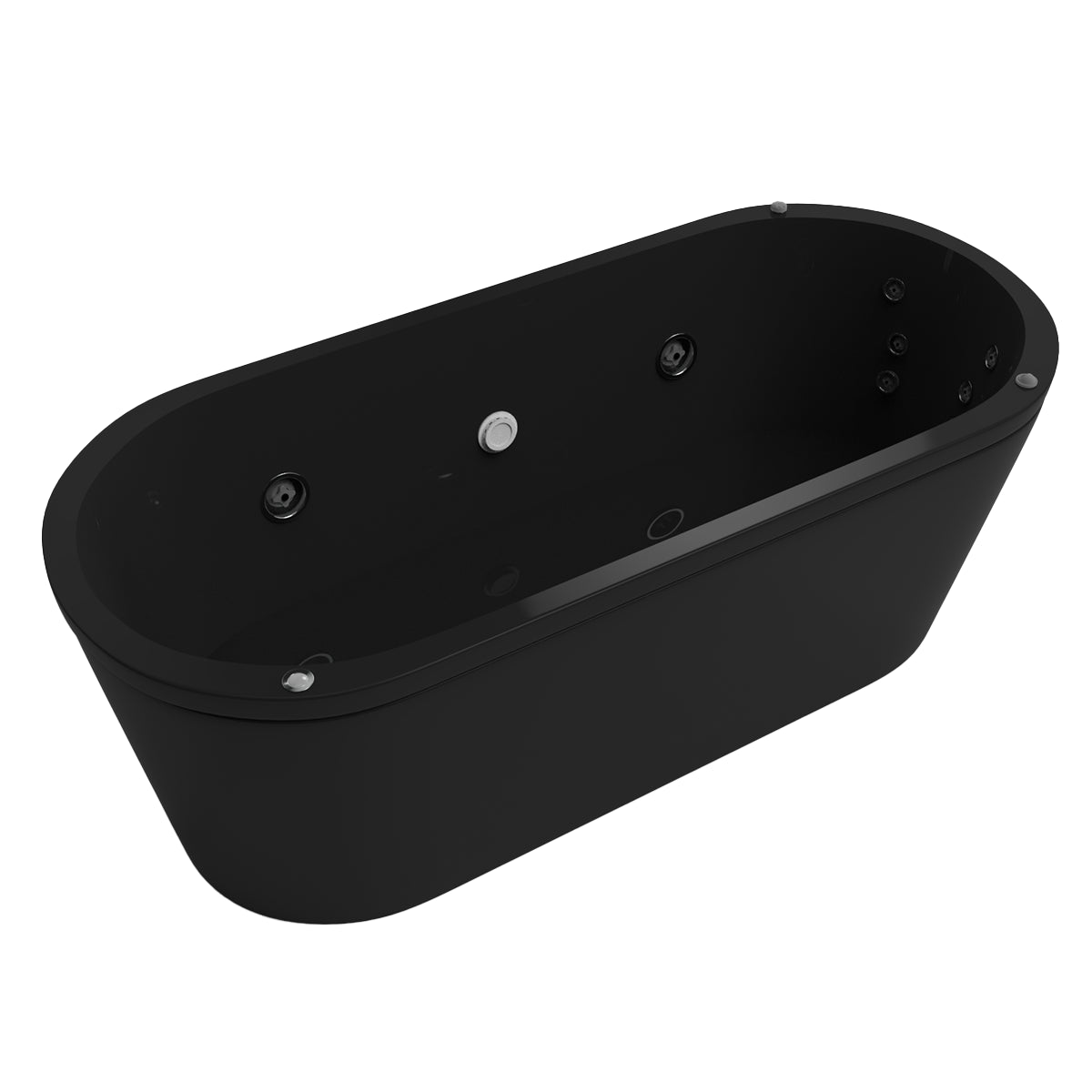 Tina 90-01 con sistema de hidromasaje y faldón negro, ideal para confort y diseño