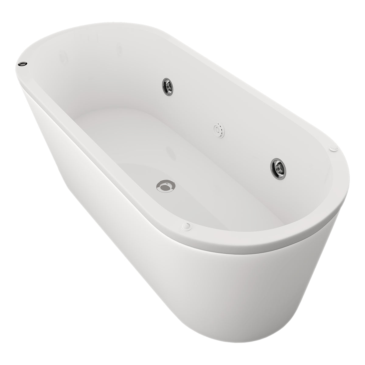 Tina freestanding 90-01 blanca, vista lateral derecha con diseño ovalado y elegante
