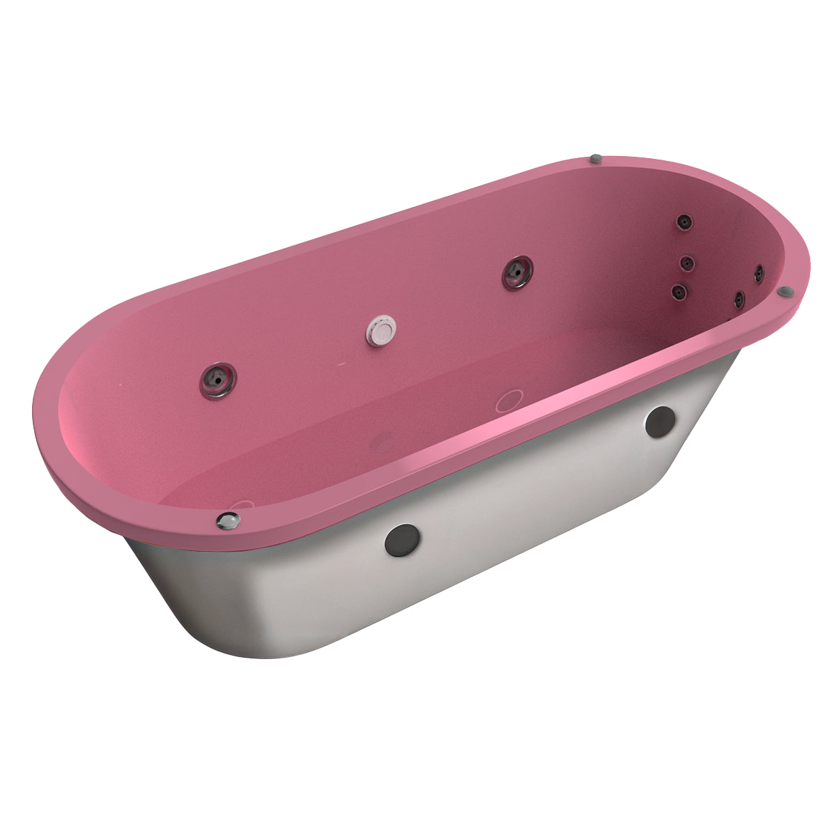 Tina 90-01 color rosa fresa, con jets de hidromasaje, versión sin faldón para instalación empotrada a piso