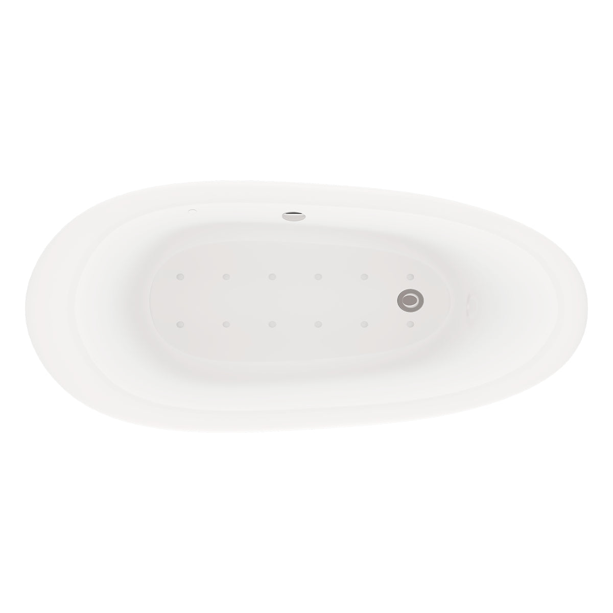 Vista superior de la tina freestanding B-01 mostrando profundidad y forma ergonómica, diseñada para una persona