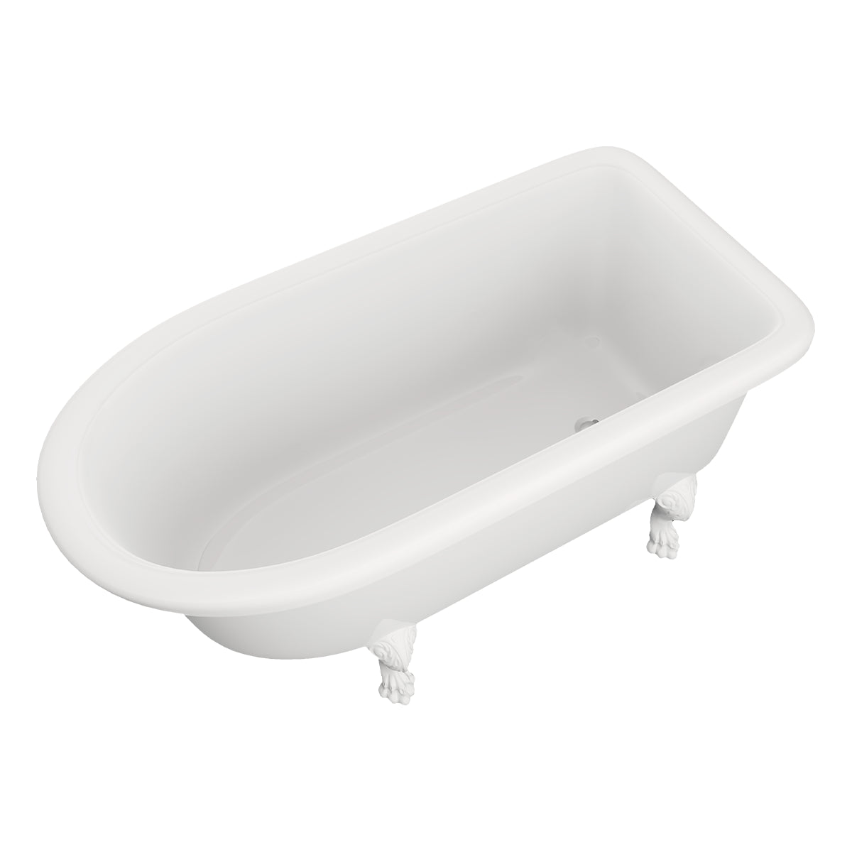 Variante de tina Clásica con patas de garra de león en color blanco, diseño clásico y funcional