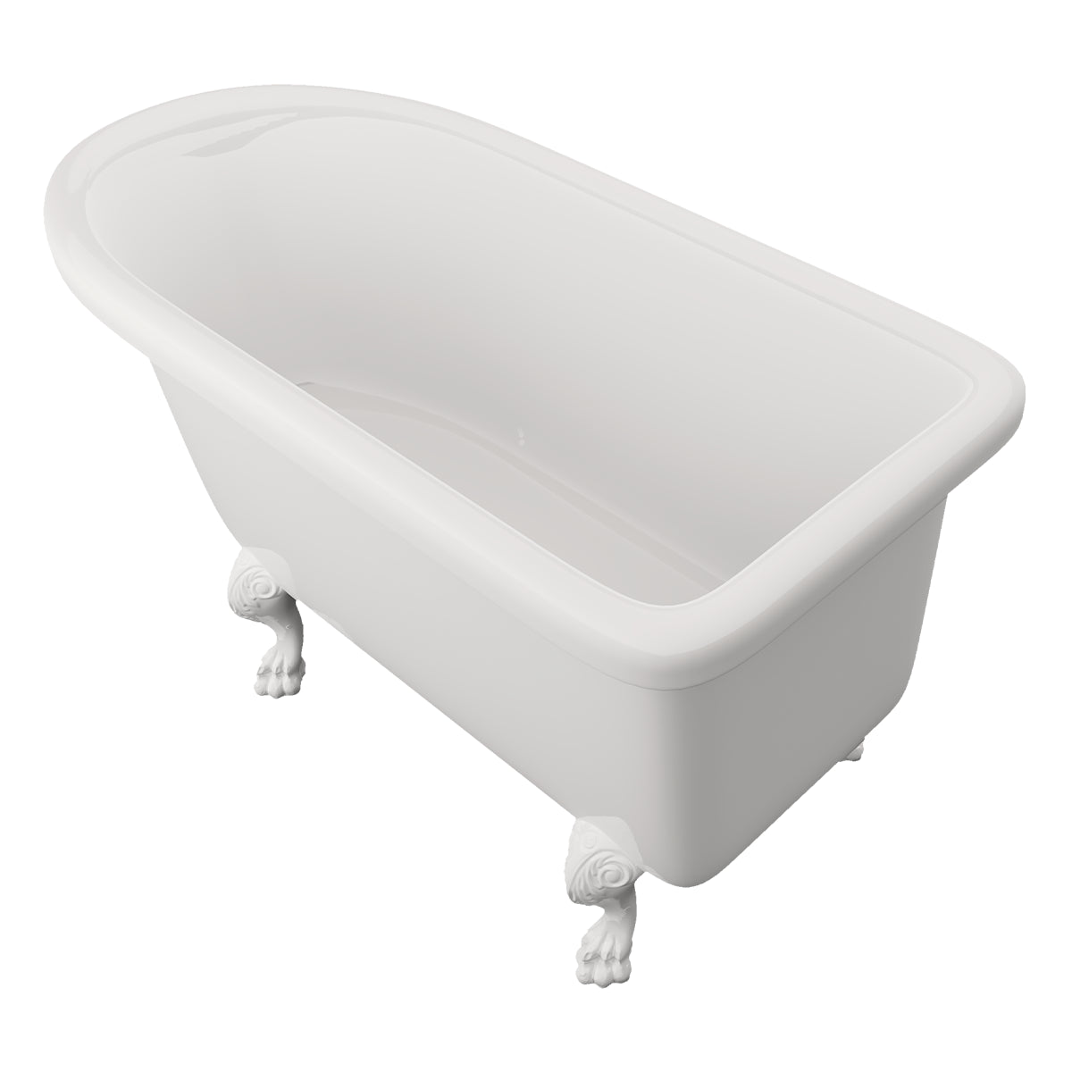 Tina Clásica en ángulo posterior, forma ovalada y estilo retro con acabado blanco