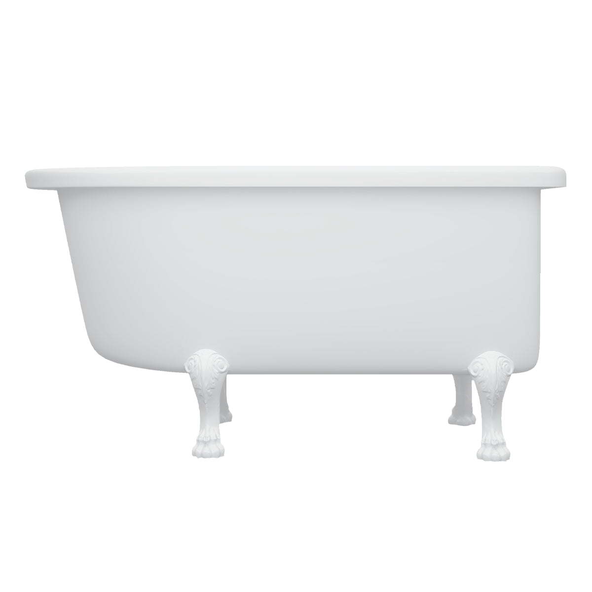 Perfil lateral de la tina Clásica con faldón blanco y patas decorativas