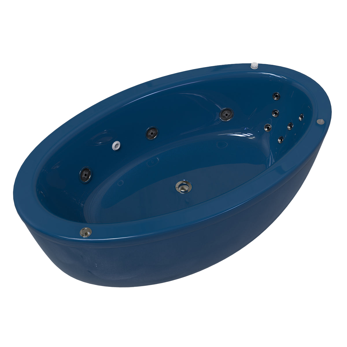 Tina color azul adriático del modelo Dreams con hidromasaje, estilo moderno para tina freestanding