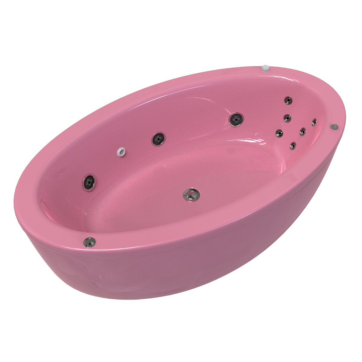 Tina color rosa fresa del modelo Dreams con hidromasaje, estilo moderno para tina freestanding