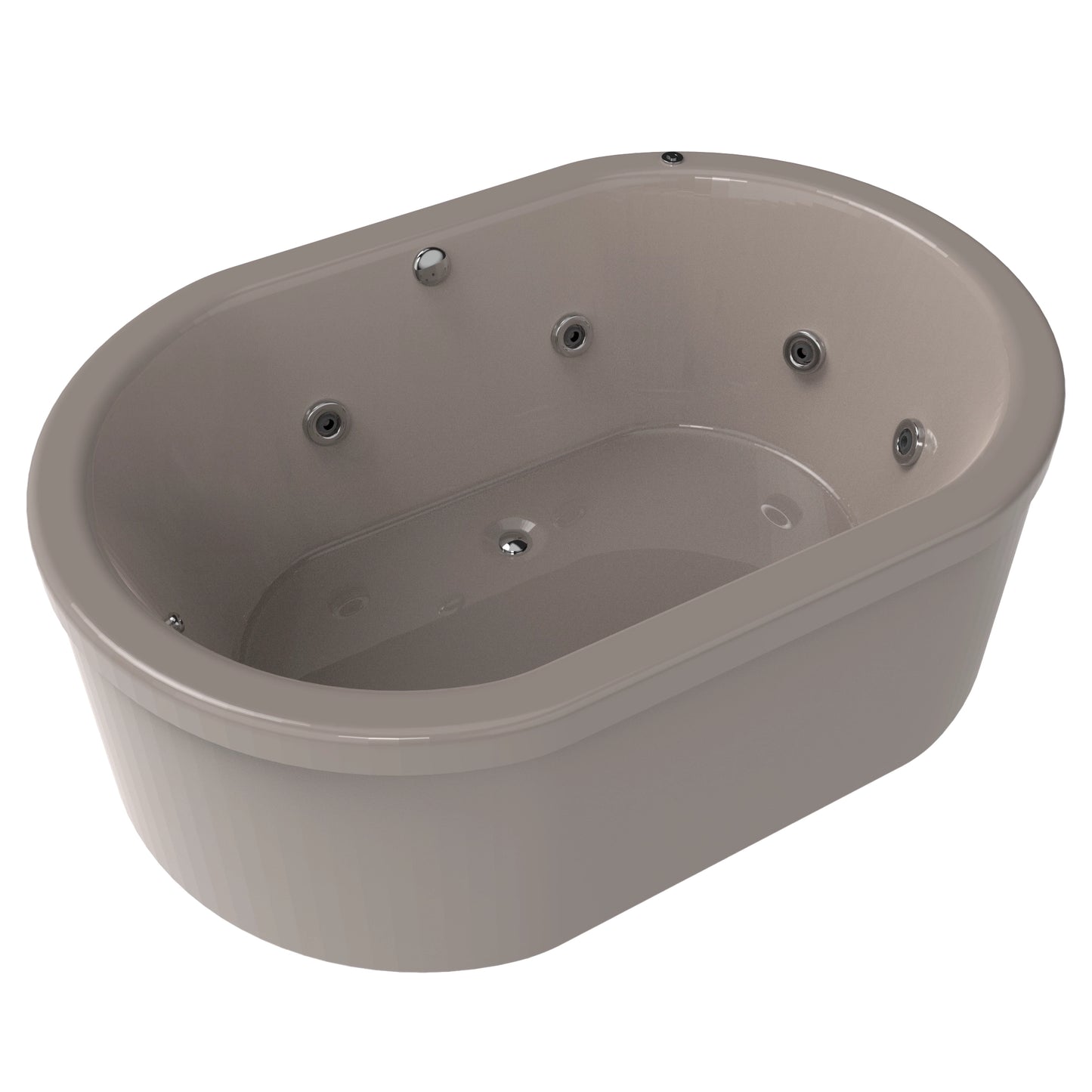Tina freestanding F-015 color arena con sistema de hidromasaje, diseño moderno y capacidad para 2 personas. Ideal para baños elegantes.