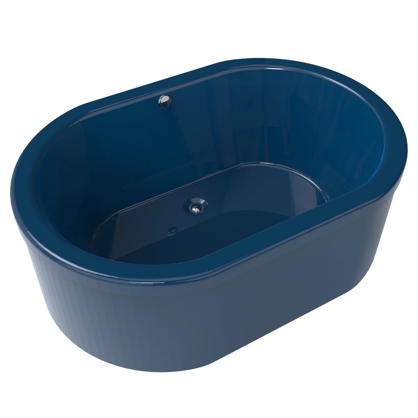 Tina freestanding color azul adriático sin jets, ideal para baños interiores modernos, modelo F-015.