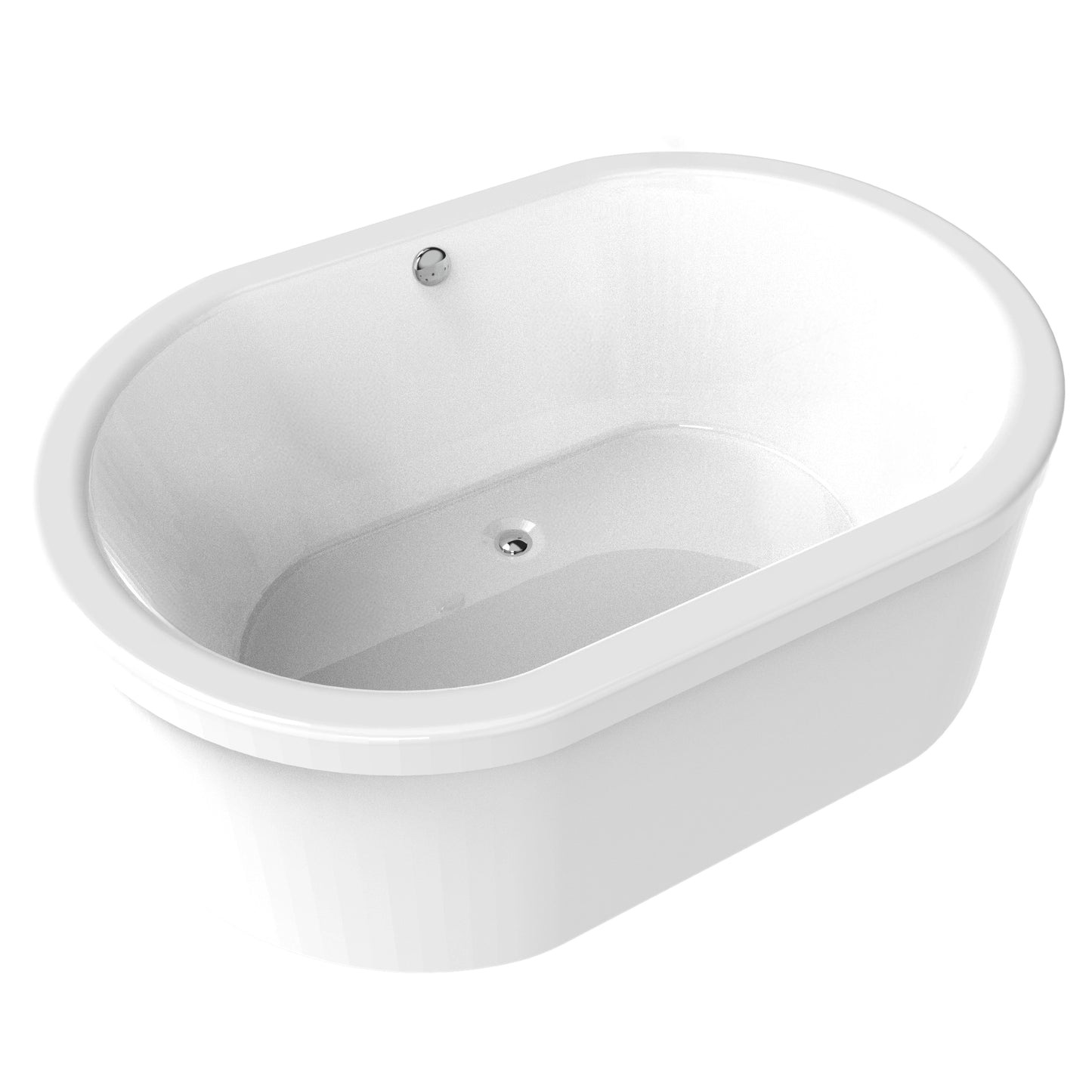 Tina freestanding color blanco sin jets, ideal para baños interiores modernos, modelo F-015.