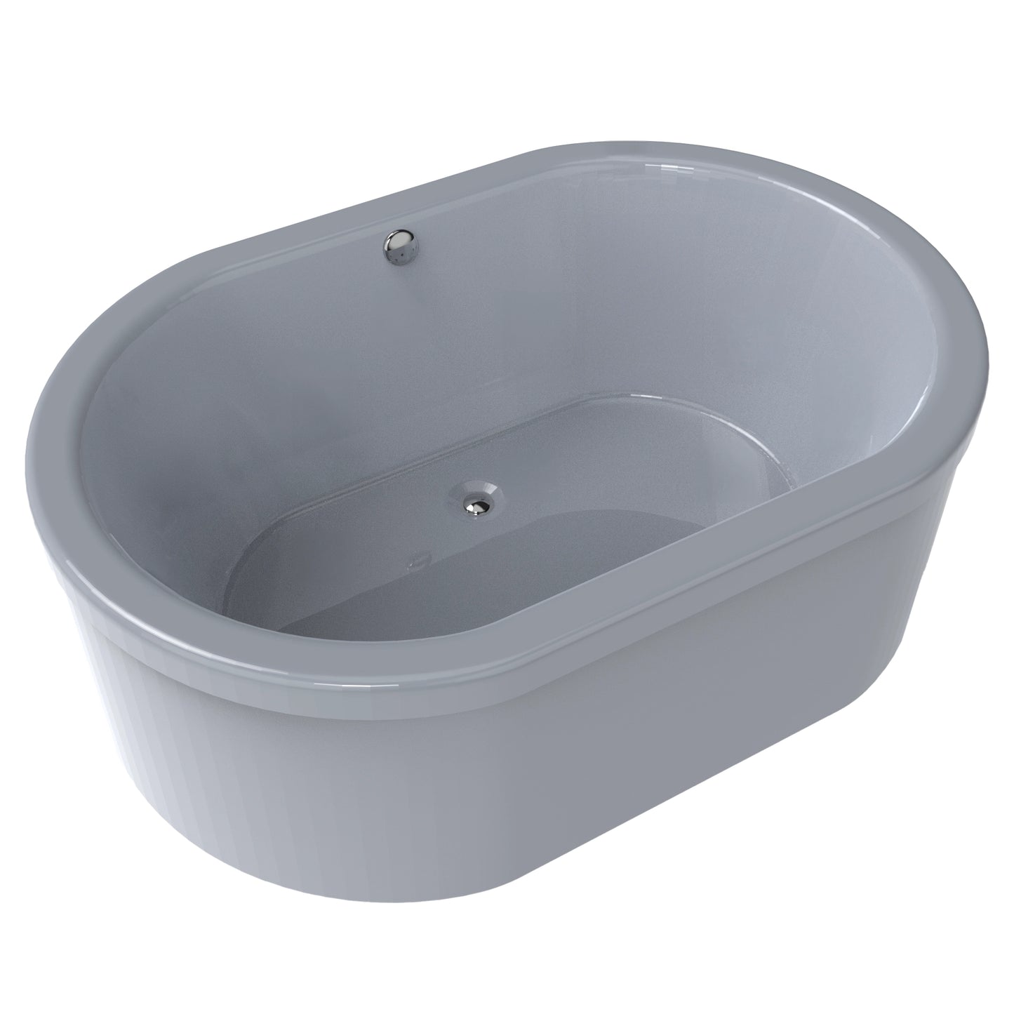 Tina freestanding color platino sin jets, ideal para baños interiores modernos, modelo F-015.