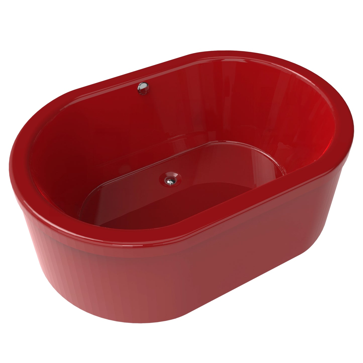 Tina freestanding color rojo cereza sin jets, ideal para baños interiores modernos, modelo F-015.