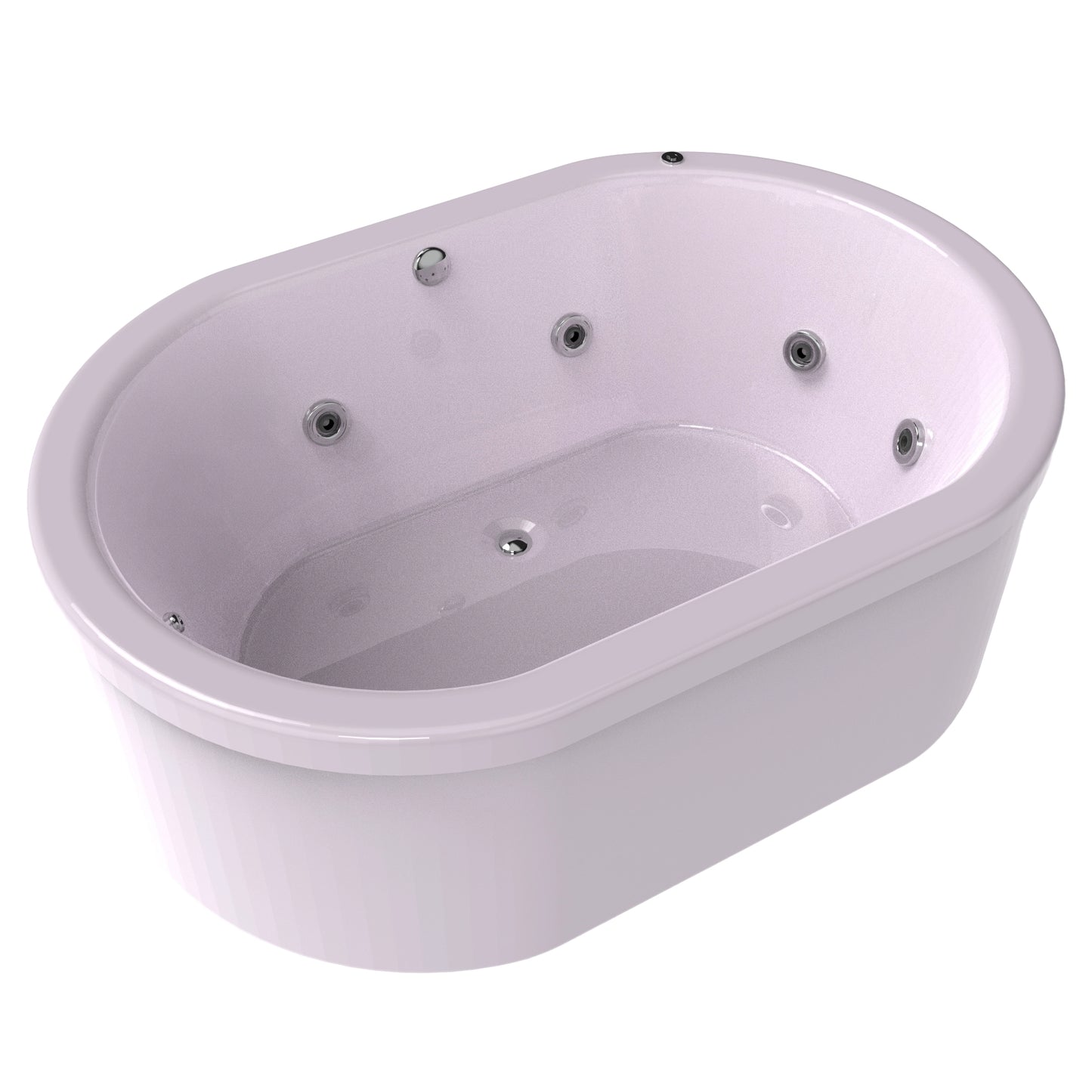 Tina freestanding F-015 color rosa claro con sistema de hidromasaje, diseño moderno y capacidad para 2 personas. Ideal para baños elegantes.