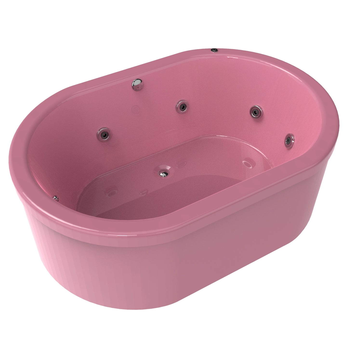 Tina freestanding F-015 color rosa fresa con sistema de hidromasaje, diseño moderno y capacidad para 2 personas. Ideal para baños elegantes.