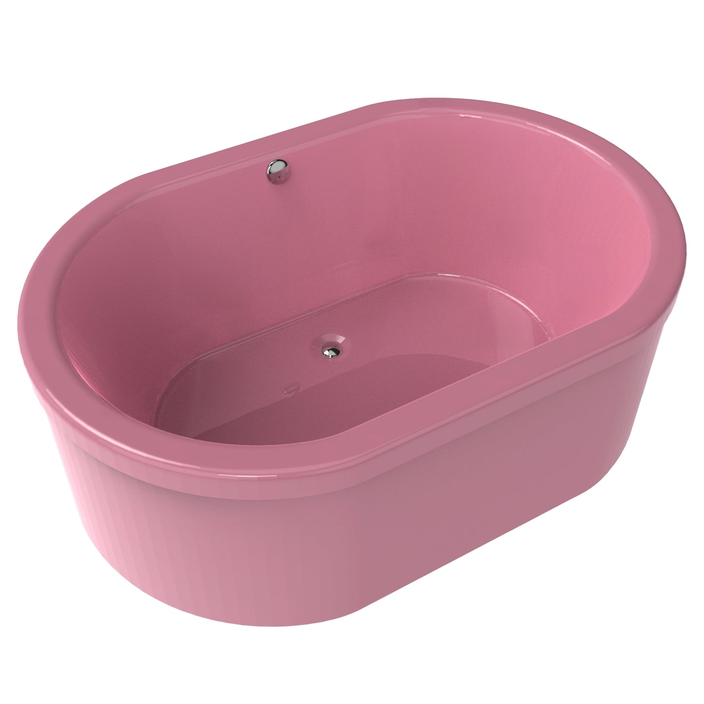 Tina freestanding color rosa fresa sin jets, ideal para baños interiores modernos, modelo F-015.