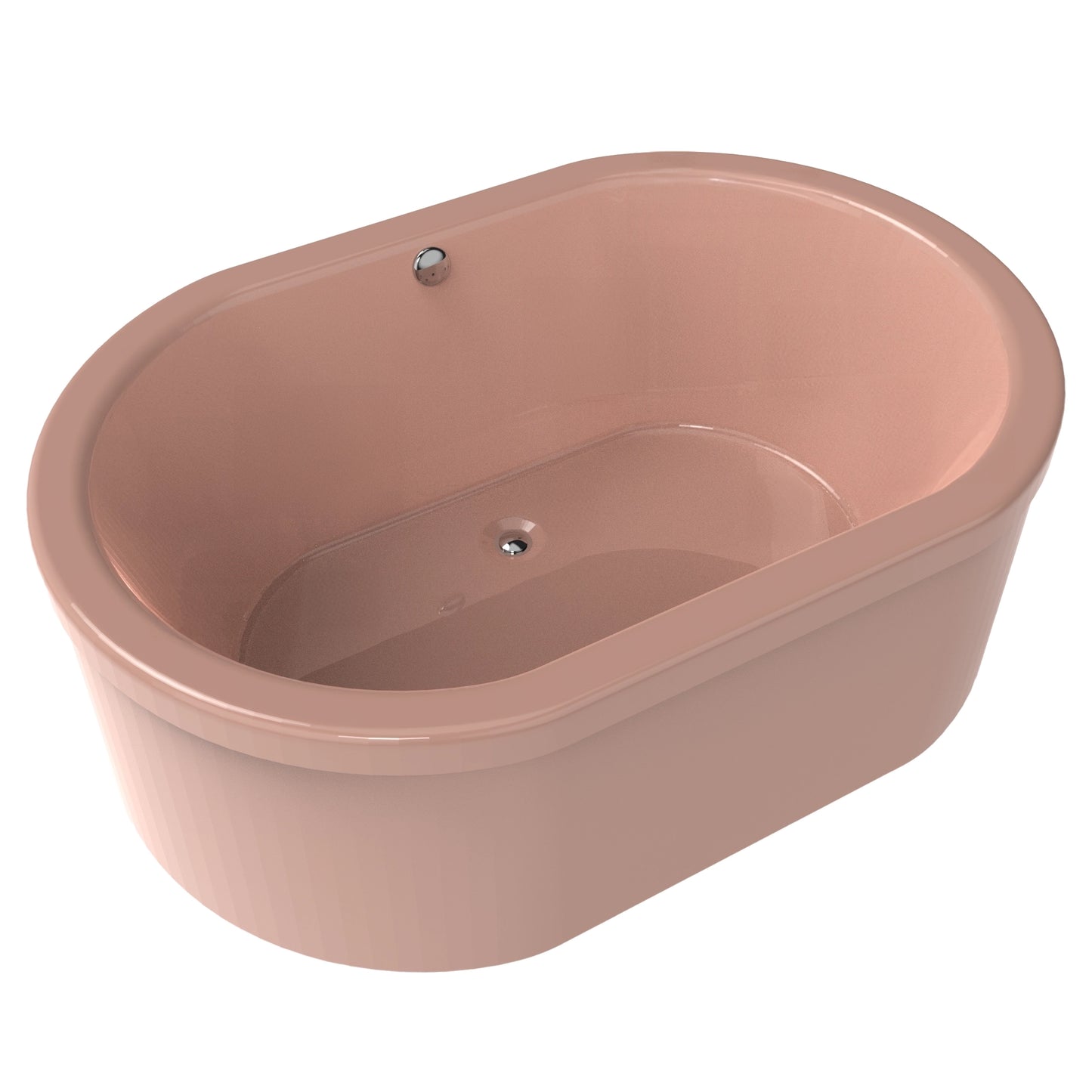 Tina freestanding color salmón sin jets, ideal para baños interiores modernos, modelo F-015.