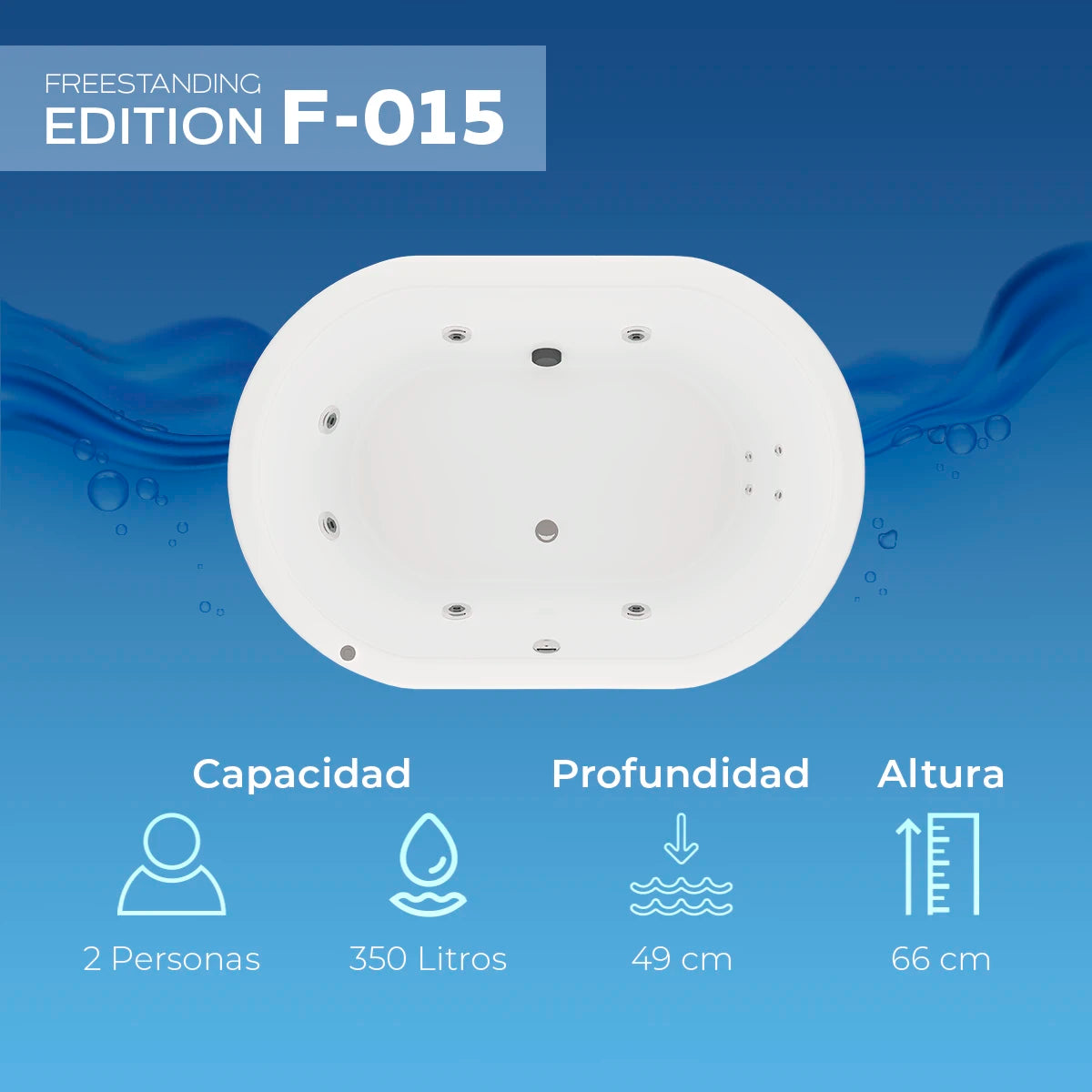 ficha técnica de tina f-015 con capacidad y profundidad en litros