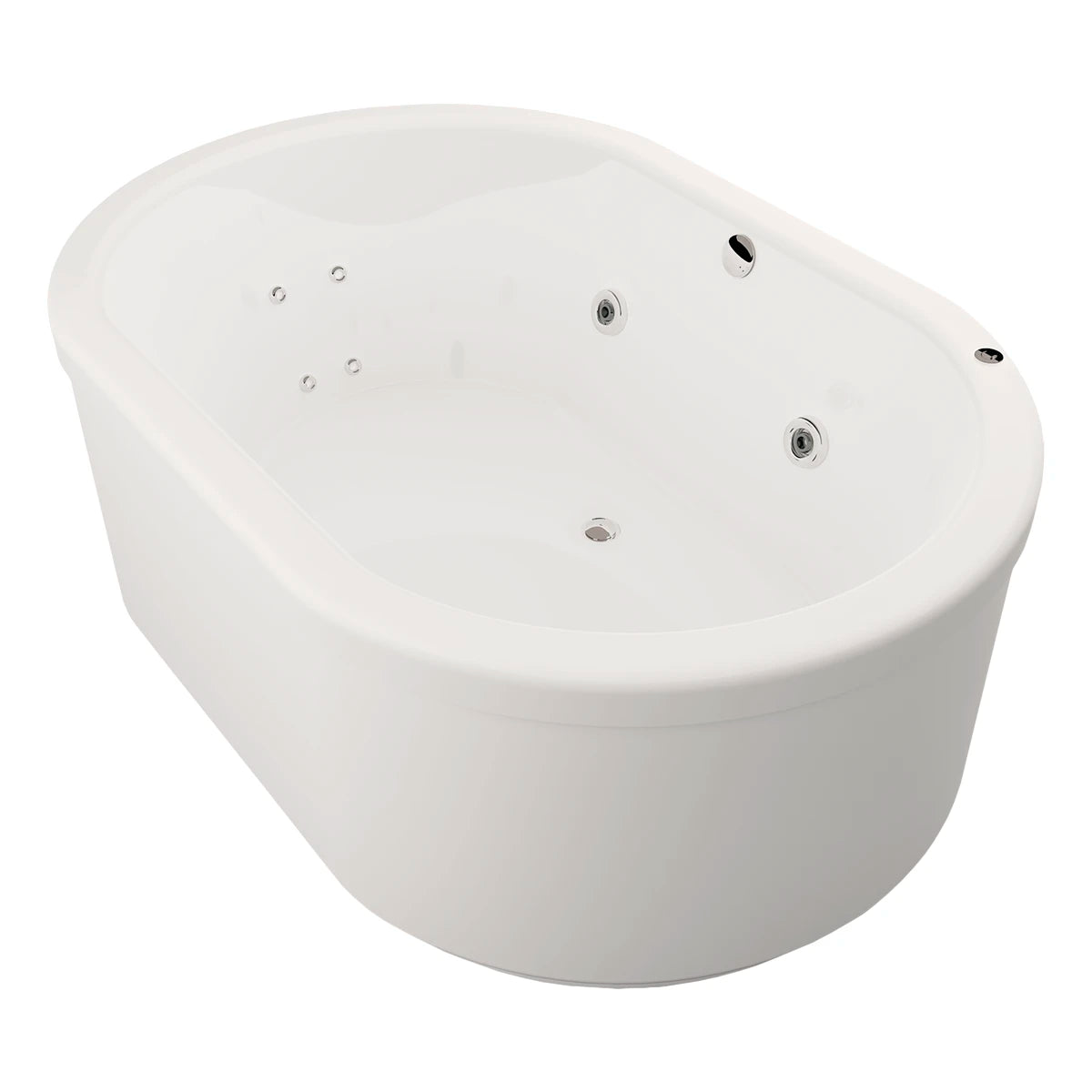 tina de baño freestanding blanca con hidromasaje modelo f-015 vista frontal