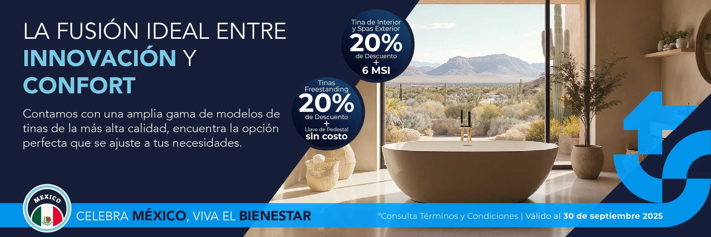 promociones septiembre tinas de interior, spas, jacuzzis y tinas freestanding con 20% de descuento más 6 meses sin intereses