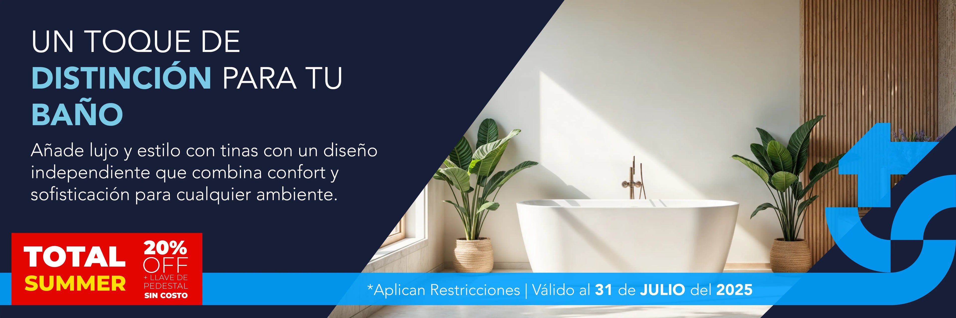 promociones julio tinas frestanding individuales dobles llave pedestal sin costo 2025 totalspa