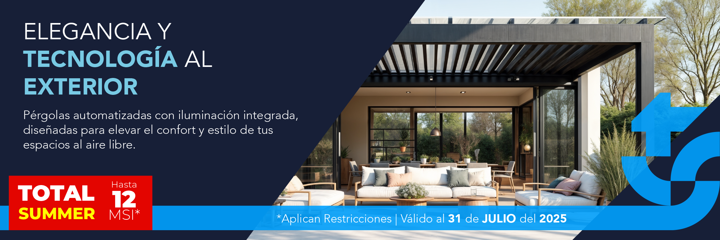 pérgolas sobre diseño madera acero fierro vidrio exterior promoción julio totalspa