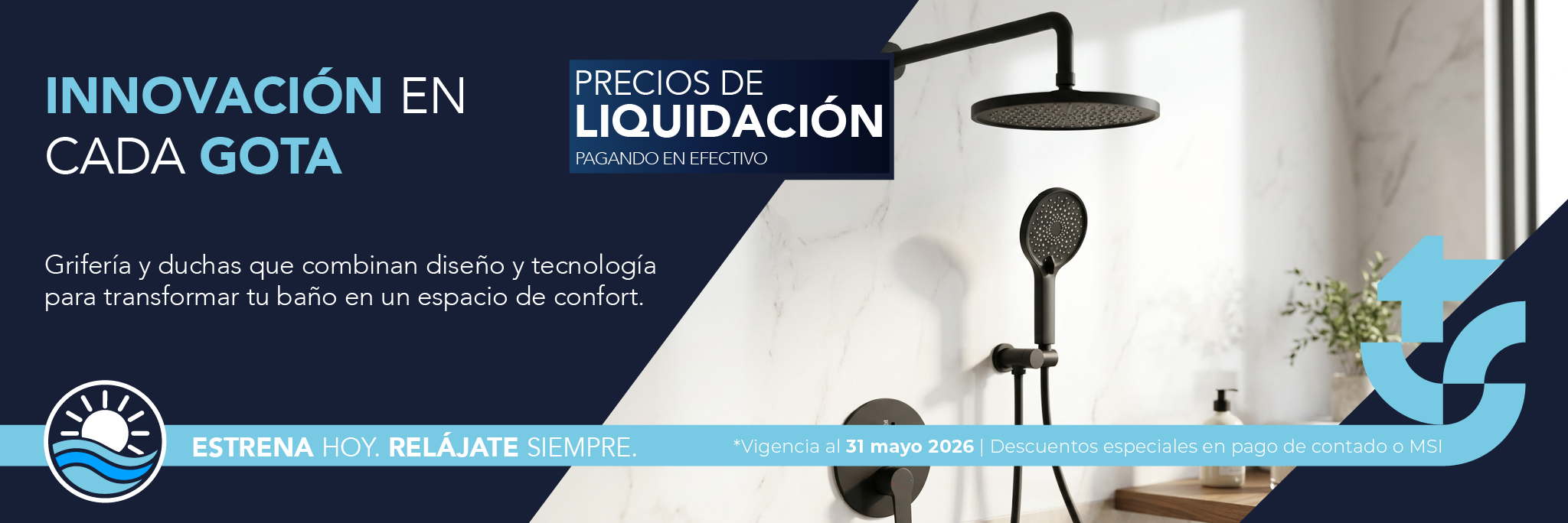 Grifería y sistemas de ducha de alta gama con tecnología y estilo contemporáneo. Precio de liquidación. Mayo 2026 TotalSpa.