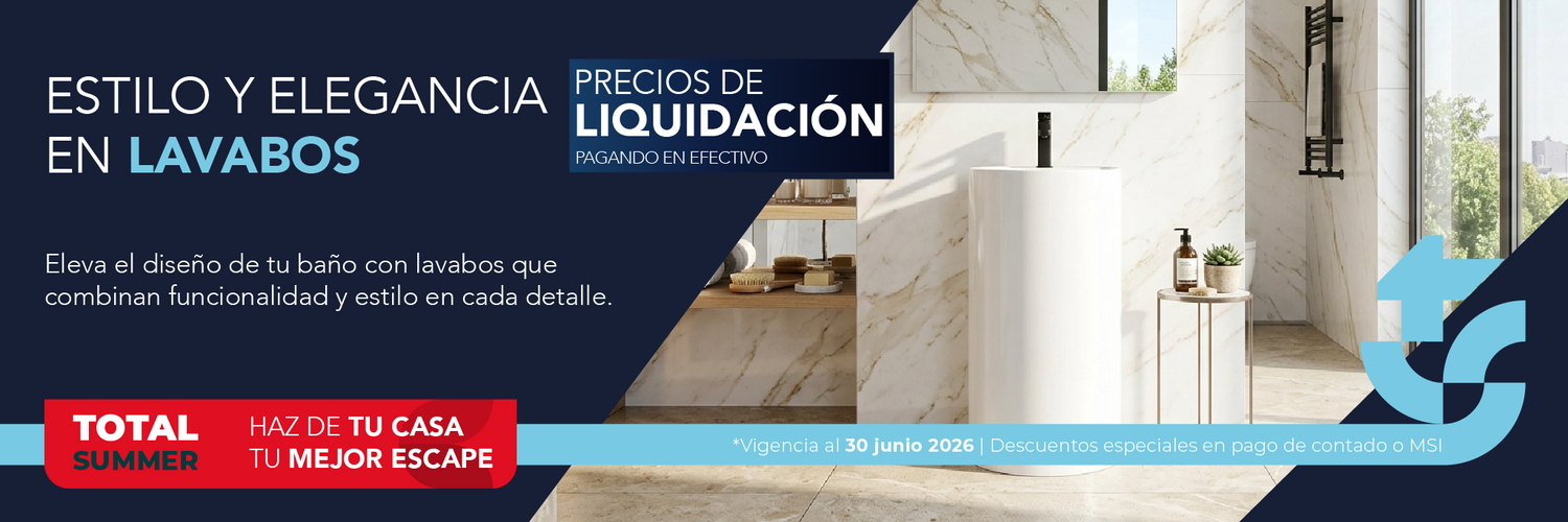 Lavabos TotalSpa con diseño elegante, acabados funcionales y opciones de pago flexibles para renovar baños modernos.