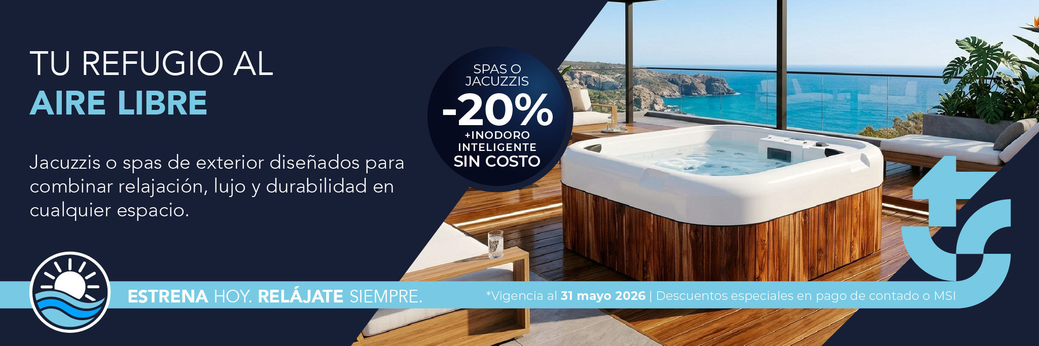 Spas y jacuzzis exteriores e interiores con hidromasaje profesional. Mayo 2026 TotalSpa.