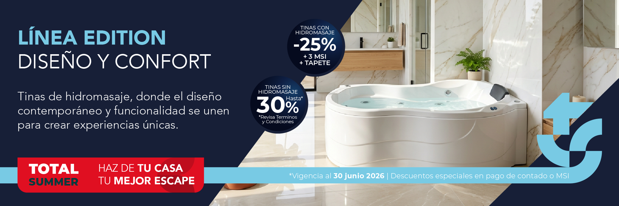 Línea Edition: tinas de interior con máximo lujo y potencia de hidromasaje. Mayo 2026 TotalSpa.