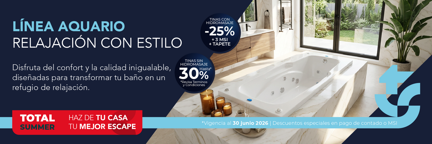 Tinas de interior línea Aquario con hidromasaje y confort total. Junio 2026 TotalSpa.