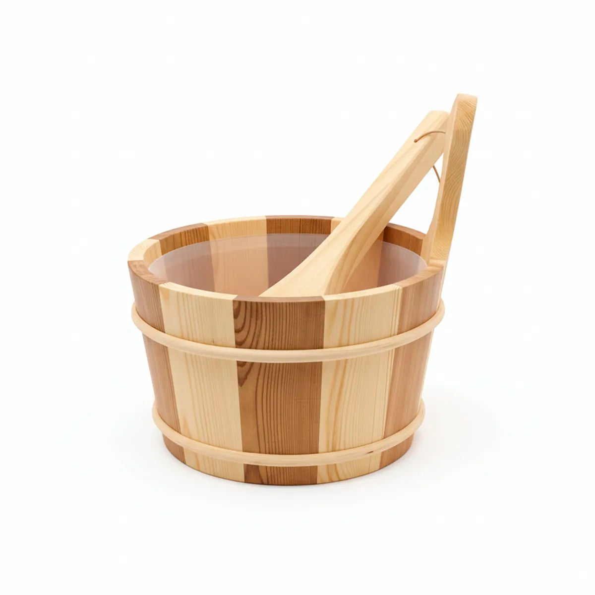 Set de cubeta y cucharón para uso en sauna tradicional