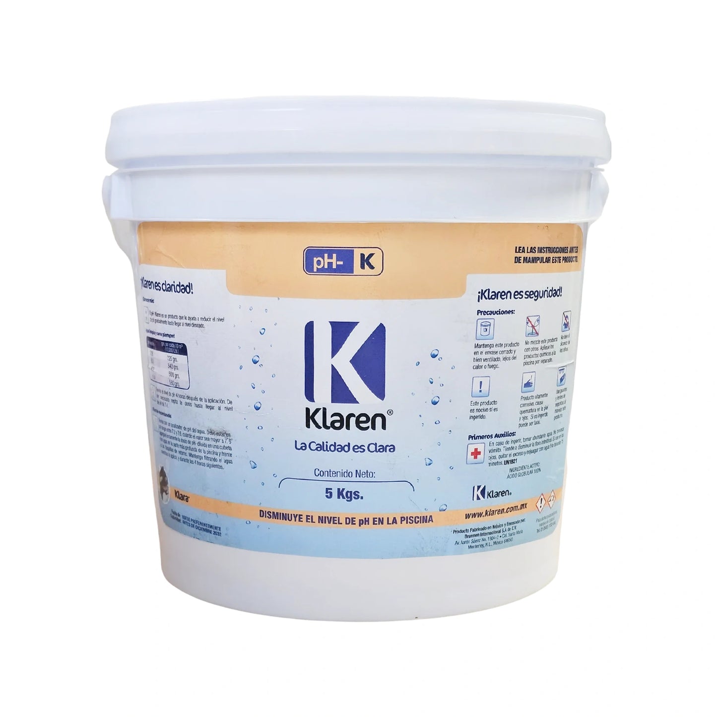 Reductor de pH en cubeta de 5 kg para mantener el equilibrio químico del agua del spa o piscina