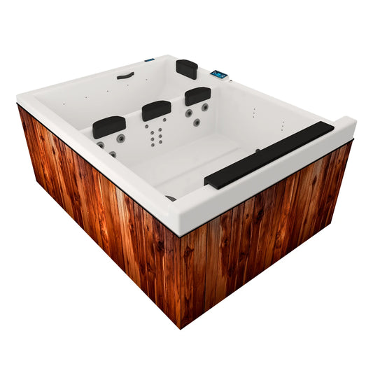 Vista del jacuzzi spa Dual Falls desde perspectiva derecha con doble zona