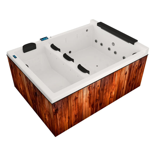 Perspectiva izquierda del jacuzzi spa Dual Falls con diseño premium exterior