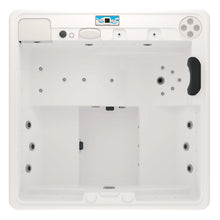 vista superior del spa DUBAI con diseño ergonómico para 3 adultos y 1 niño, cromoterapia LED y jets de masaje terapéutico