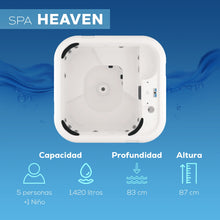spa HEAVEN para 5 adultos y 1 niño, profundidad de 87 cm, altura de 91 cm; ideal para hogares, hoteles o áreas de descanso