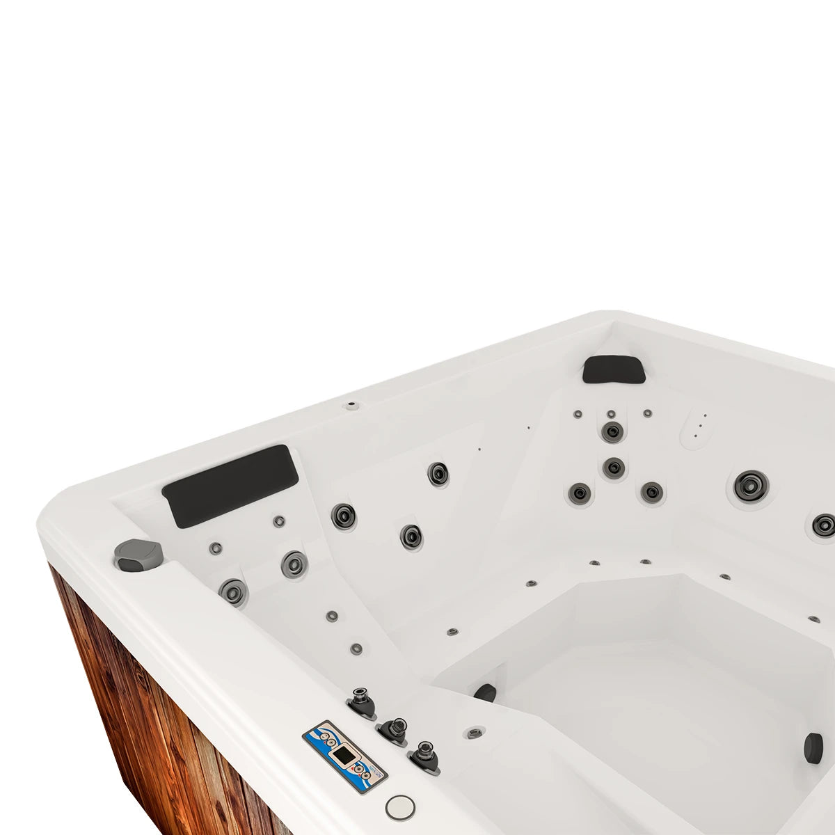 panel digital del spa JUMBO con funciones para temperatura, jets, iluminación y cromoterapia integrada
